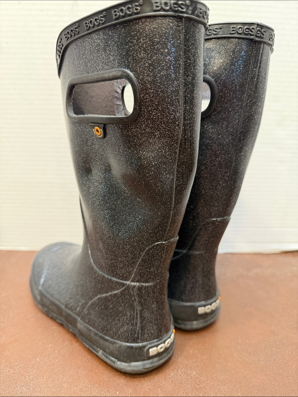 Bogs Rainboot Glitter Boots Black Youth Size 1 Sparkle waterproof sparkle